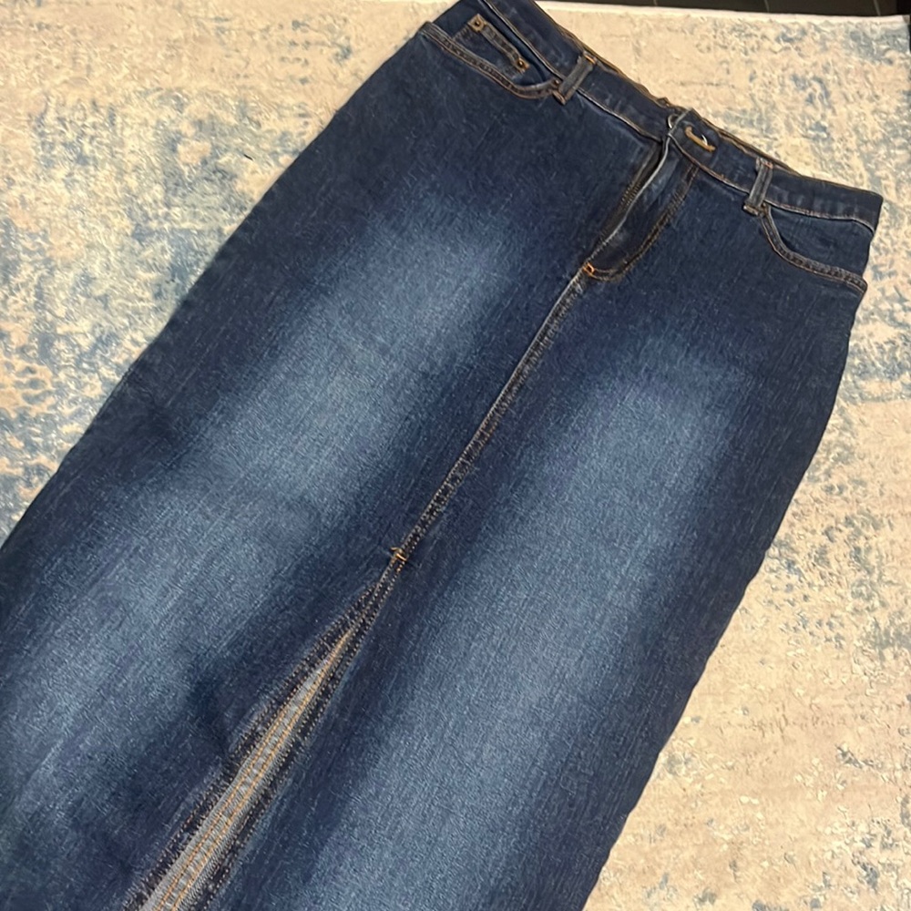 Vintage street vibes brand long dark blue denim jean skirt size S